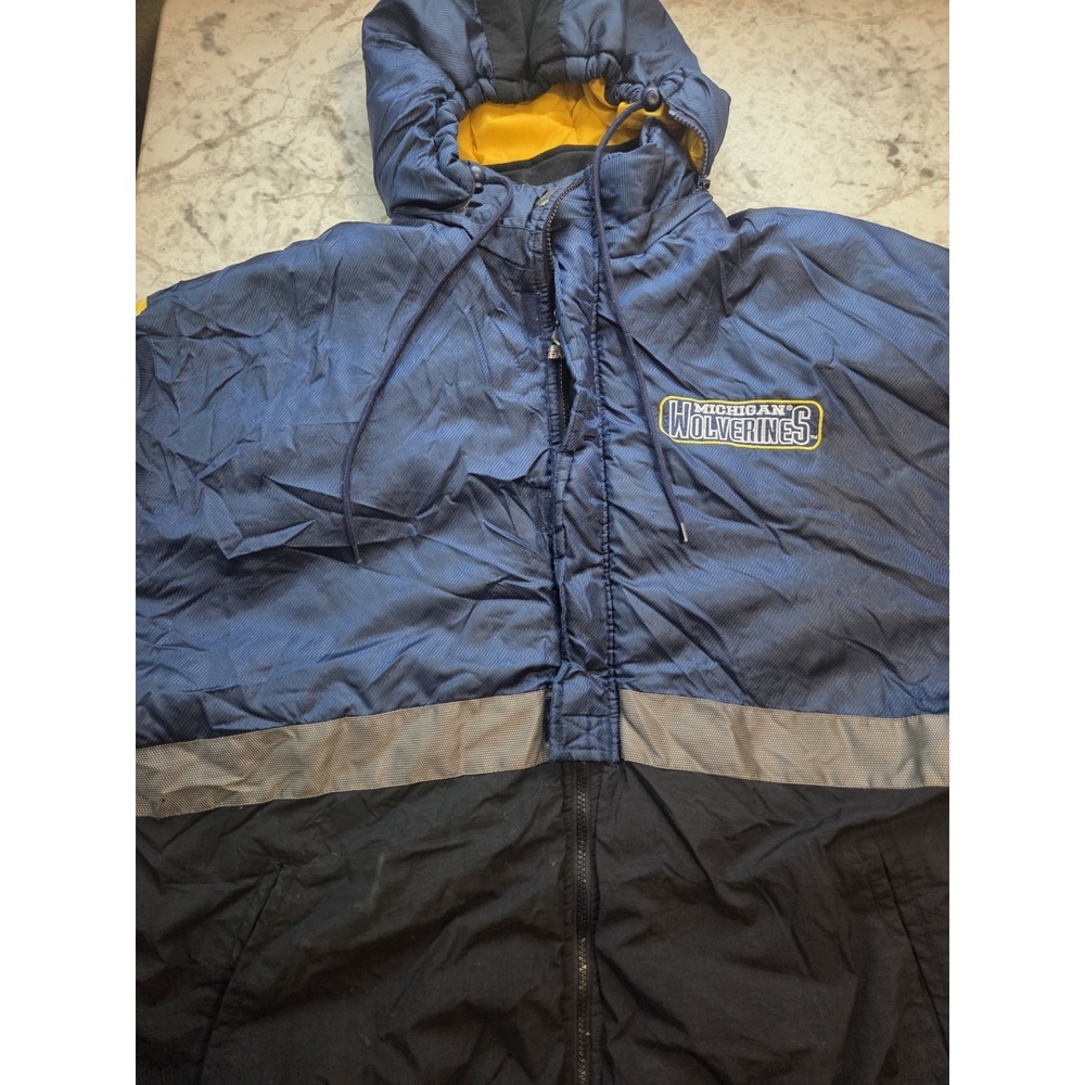 Vintage Michigan Wolverines Puffy Starter Pullover Jacket Size XL Distressed